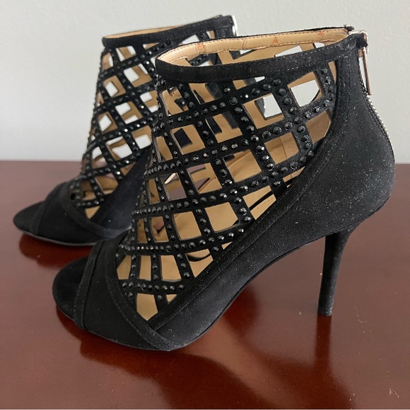 Michael Kors Yvonne Open Toe Bootie Black Suede Size 7M - Picture 7 of 16